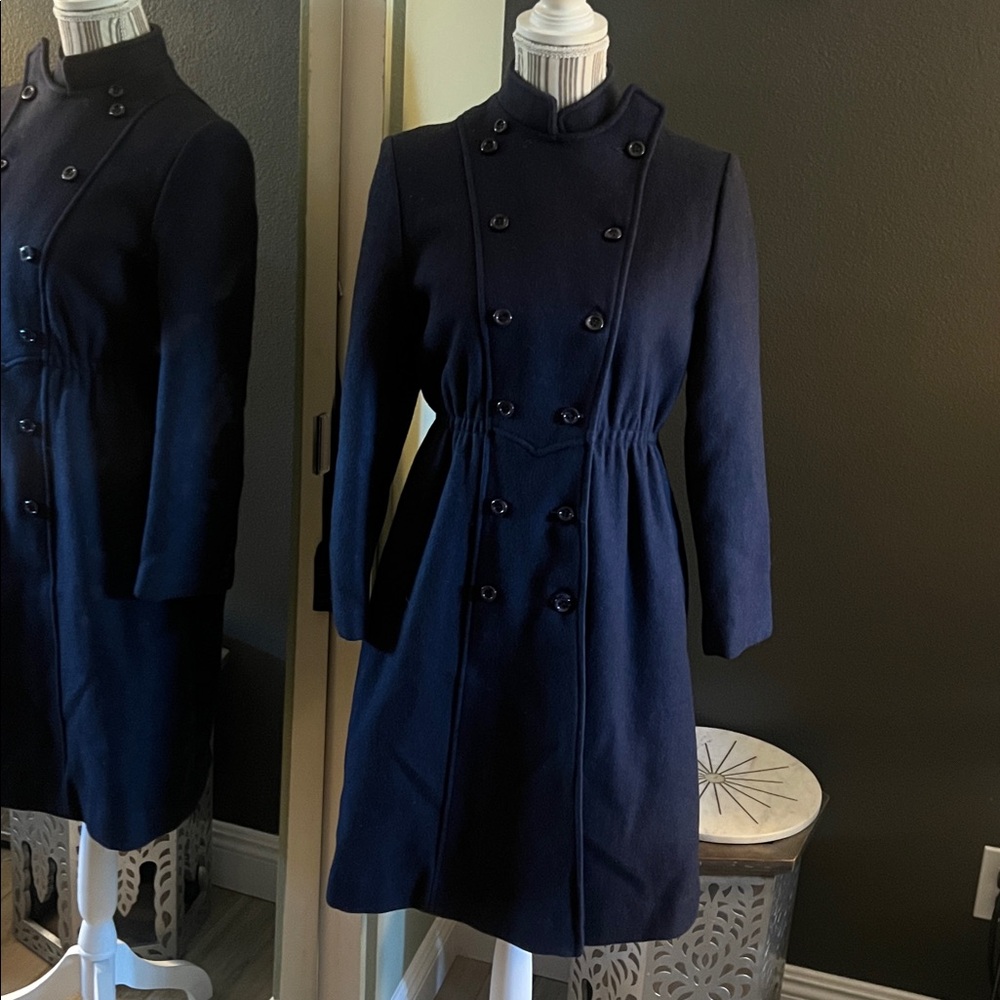🛑1 hour sale. Yves Saint Laurent, Medium, Blue Wool Winter Coat, Vintage